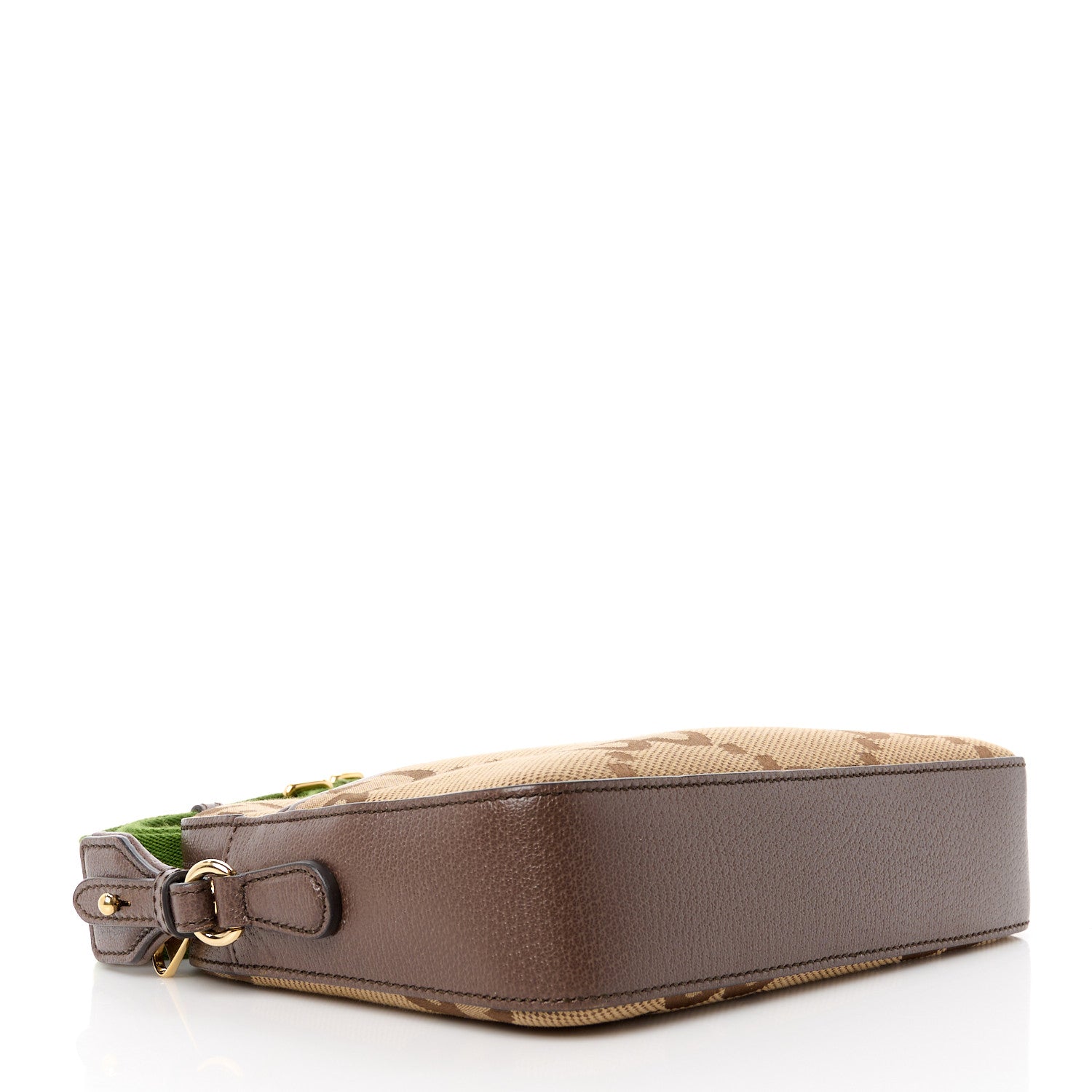 Gucci Monogram Jumbo GG Textured Dollar Calfskin Web Messenger Shoulder Bag Camel Ebony New Acero 4 of 11