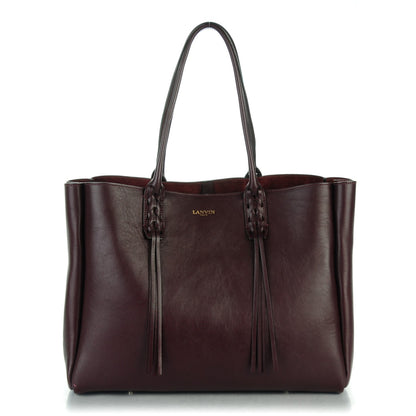 Lanvin Smooth Calfskin Small Fringe Shopper Tote Aubergine 1 of 10