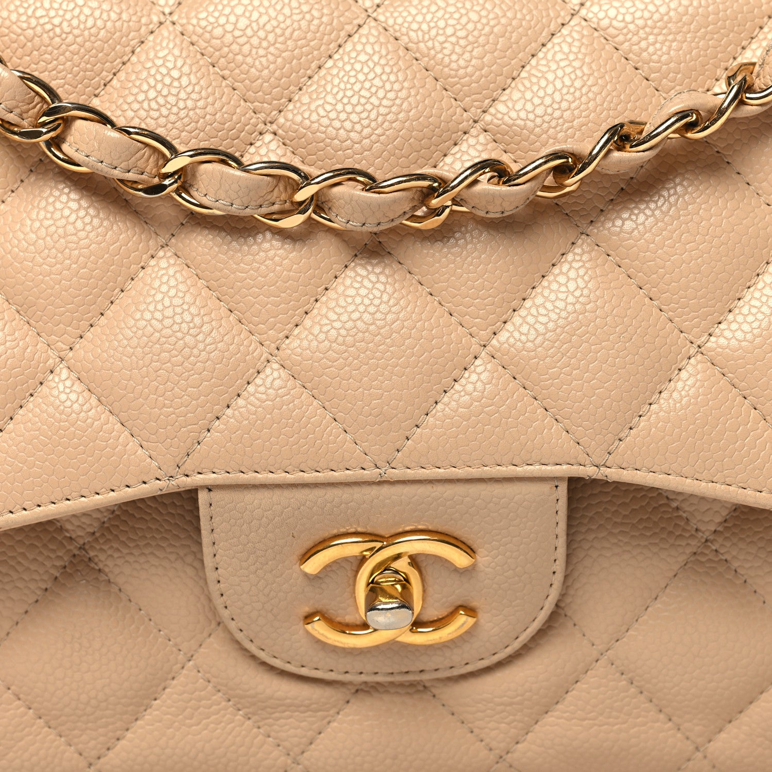 Chanel Caviar Quilted Jumbo Double Flap Beige 8 of 13