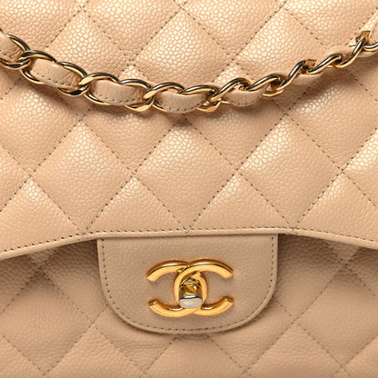 Chanel Caviar Quilted Jumbo Double Flap Beige 8 of 13