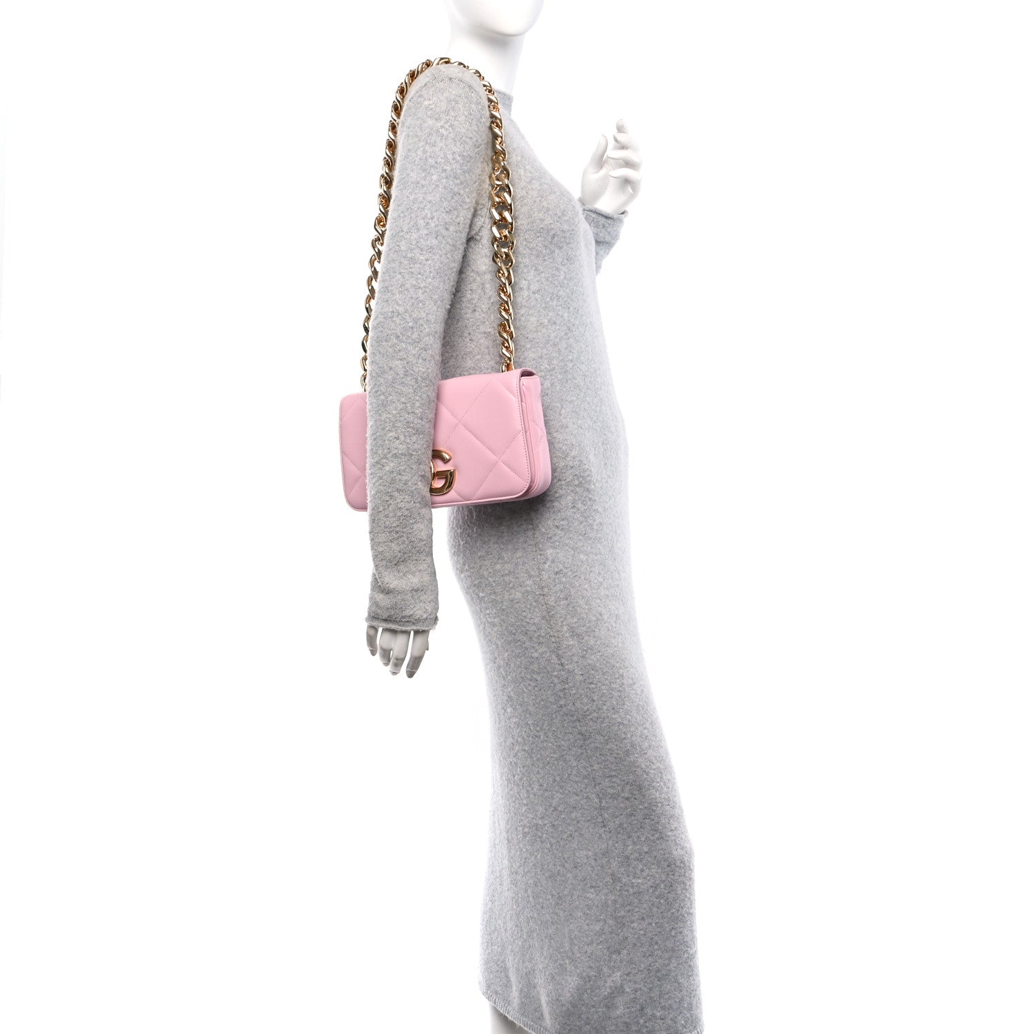 Dolce & Gabbana Nappa Quilted 3.5 Medium Chain Bag Pink 4 of 17