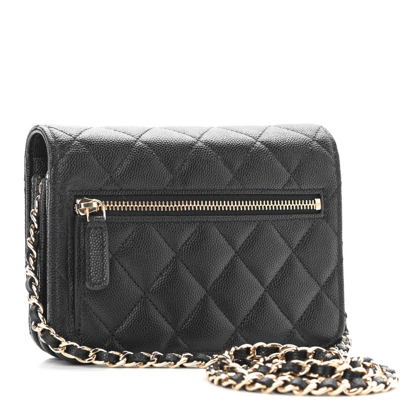 Caviar Quilted Mini Wallet On Chain WOC Black