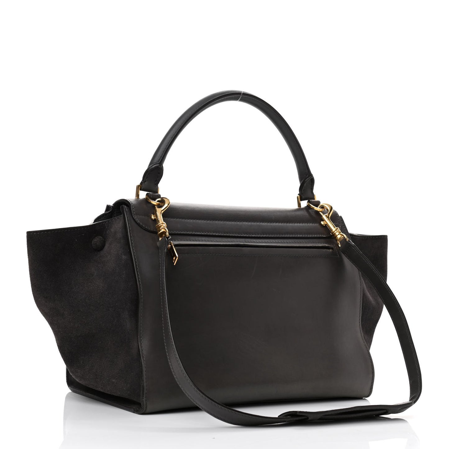 Smooth Calfskin Suede Medium Trapeze Grey