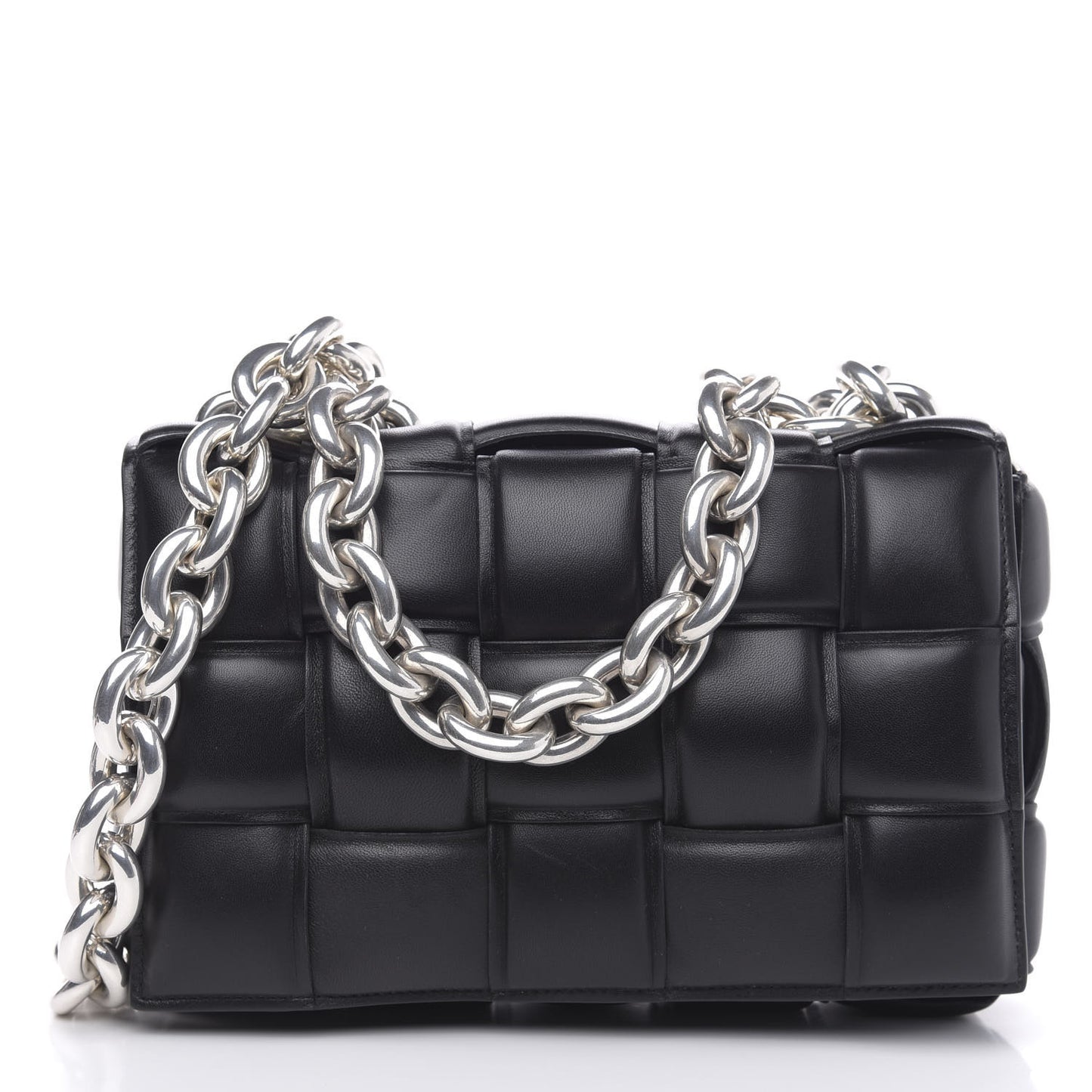 Lambskin Maxi Intreccio Padded Chain Cassette Crossbody Bag Black