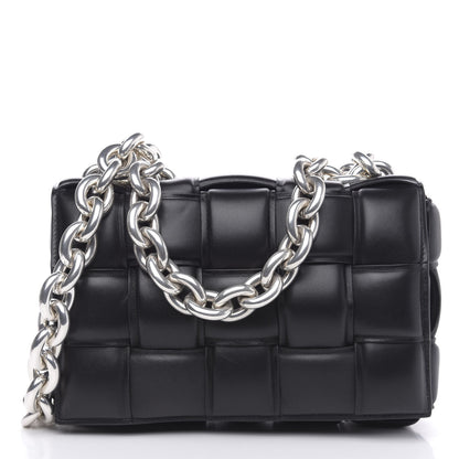 Bottega Veneta Lambskin Maxi Intreccio Padded Chain Cassette Crossbody Bag Black 1 of 10