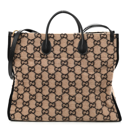 Gucci Covered Wool GG Monogram Large Tote Bag Beige Ebony 1 of 10