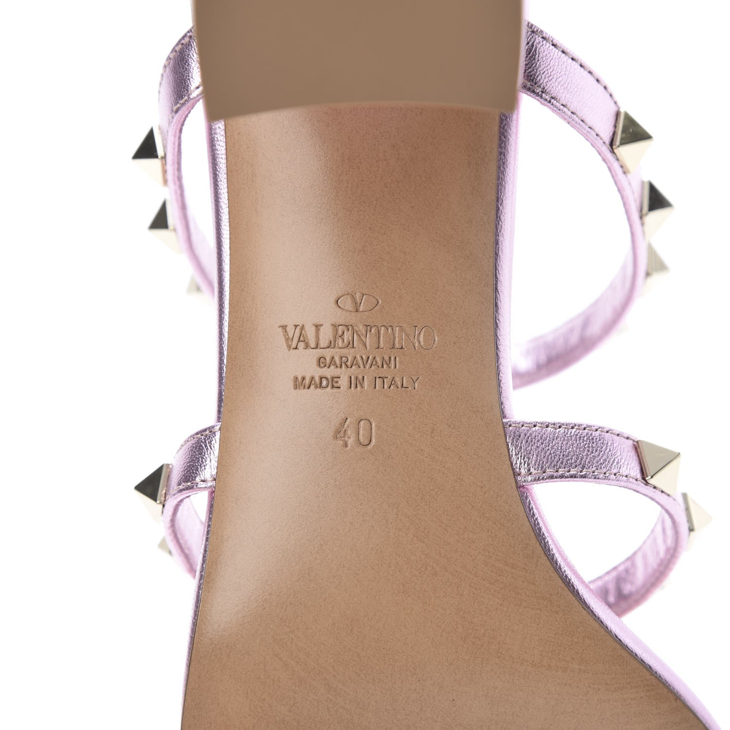 Valentino Garavani Metallic Nappa Rockstud 60mm Caged Slide Sandals 40 Giacinto 6 of 10