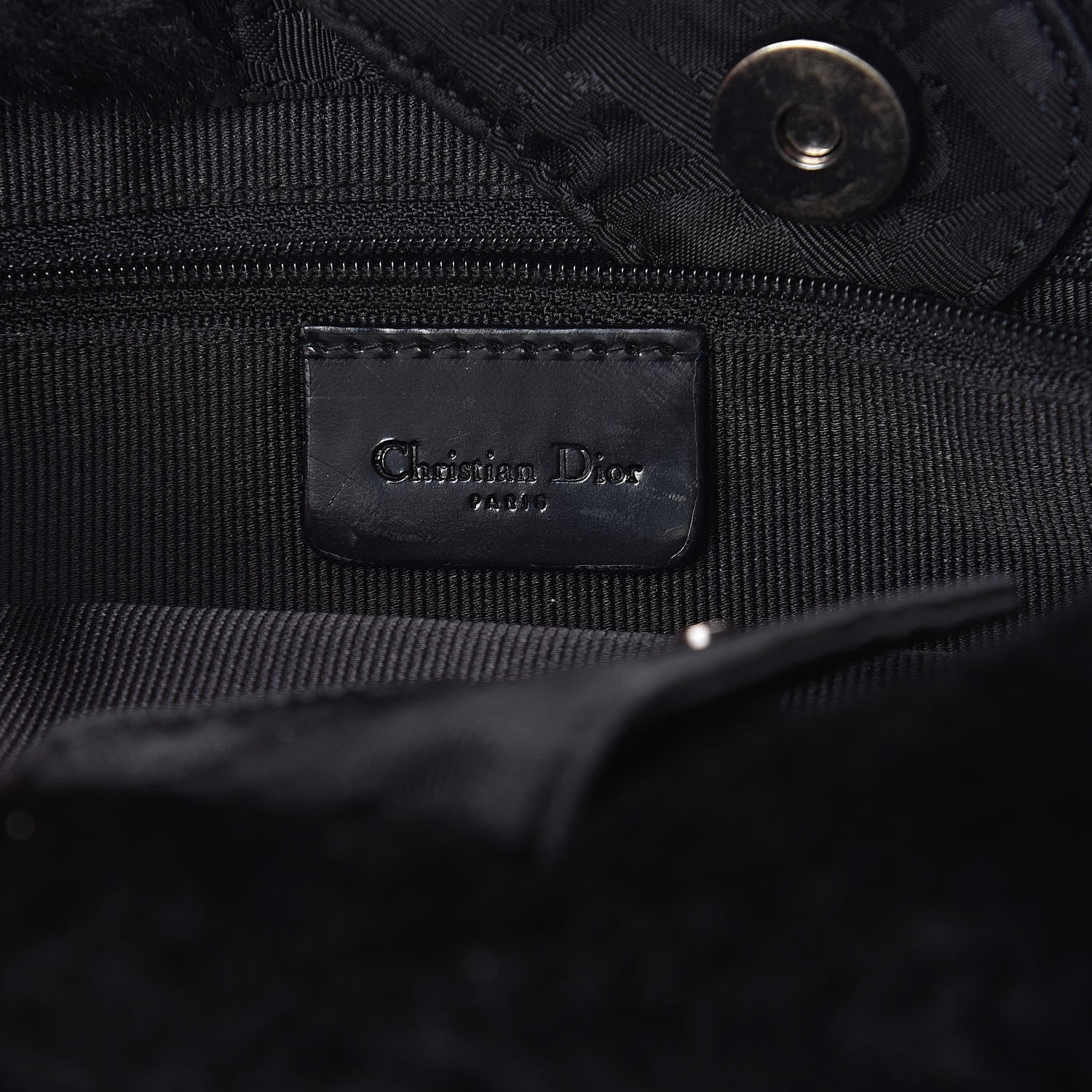 Christian Dior Nylon Monogram Fur Cannage Tote Black 6 of 9