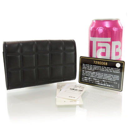 Chanel Leather Chocolate Bar Quilted Wallet Black 2 of 8