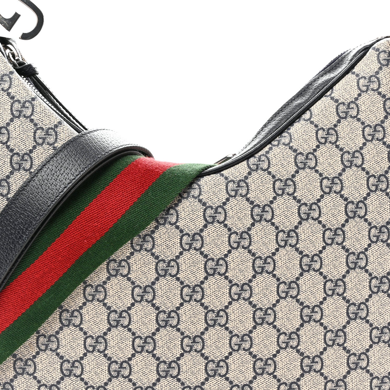 Gucci GG Supreme Monogram Textured Calfskin Web Large Attache Shoulder Bag Beige Blue 8 of 10