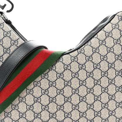 Gucci GG Supreme Monogram Textured Calfskin Web Large Attache Shoulder Bag Beige Blue 8 of 10