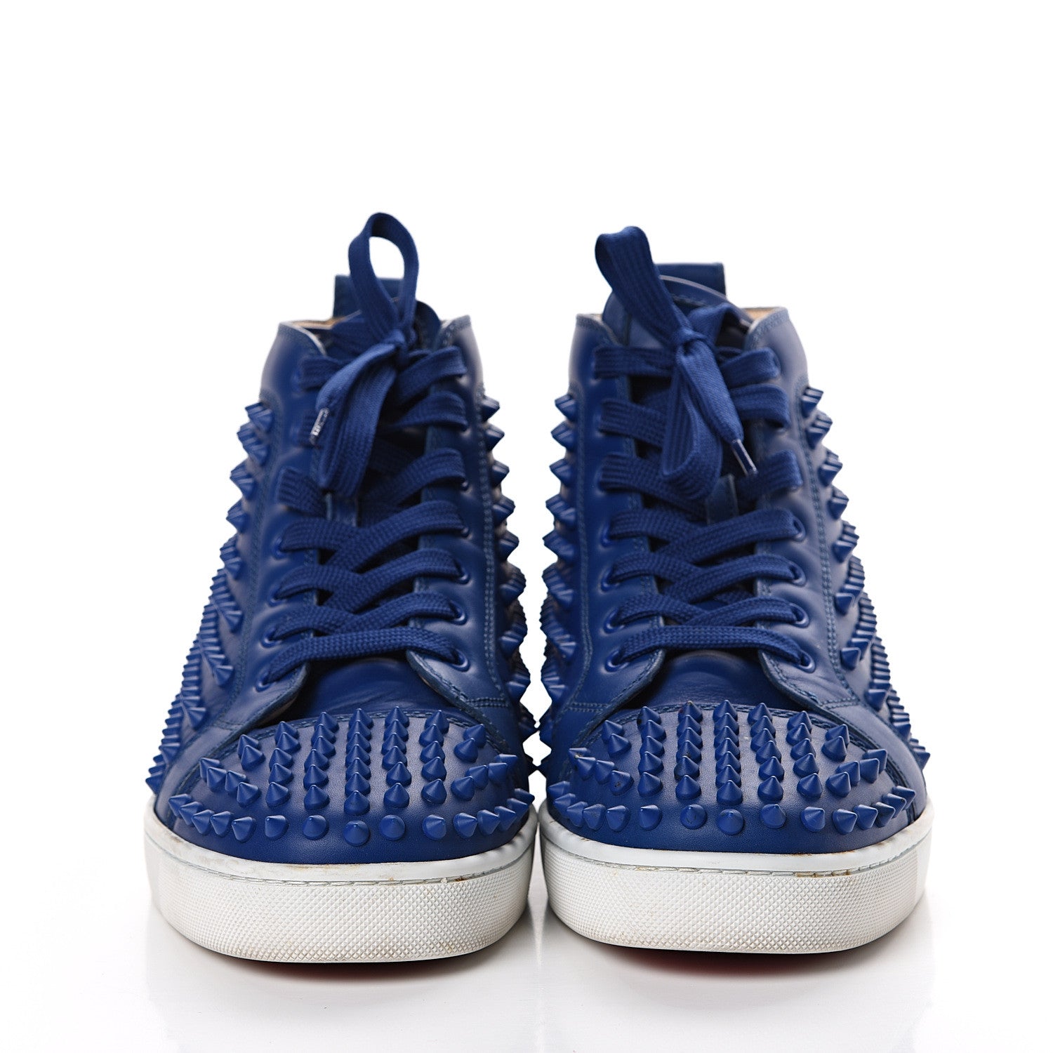 Christian Louboutin Calfskin Mens Louis Spikes Flat Sneakers 43 Neptune 2 of 14