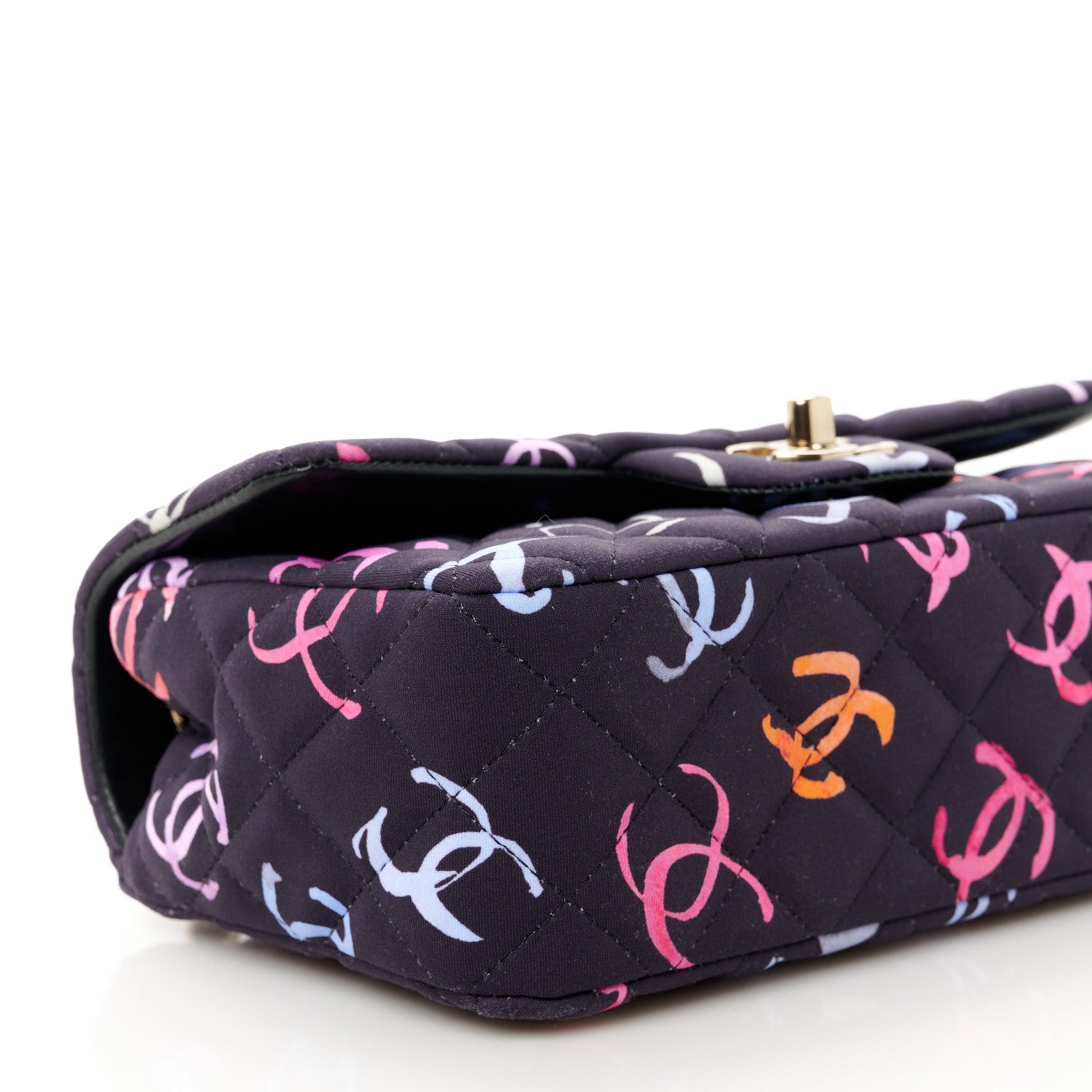 Chanel Printed Fabric Quilted Mini Rectangular Flap Black Pink Blue Yellow Orange 9 of 12