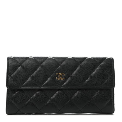Chanel Caviar Quilted Large Gusset Flap Wallet Black 1 of 8
