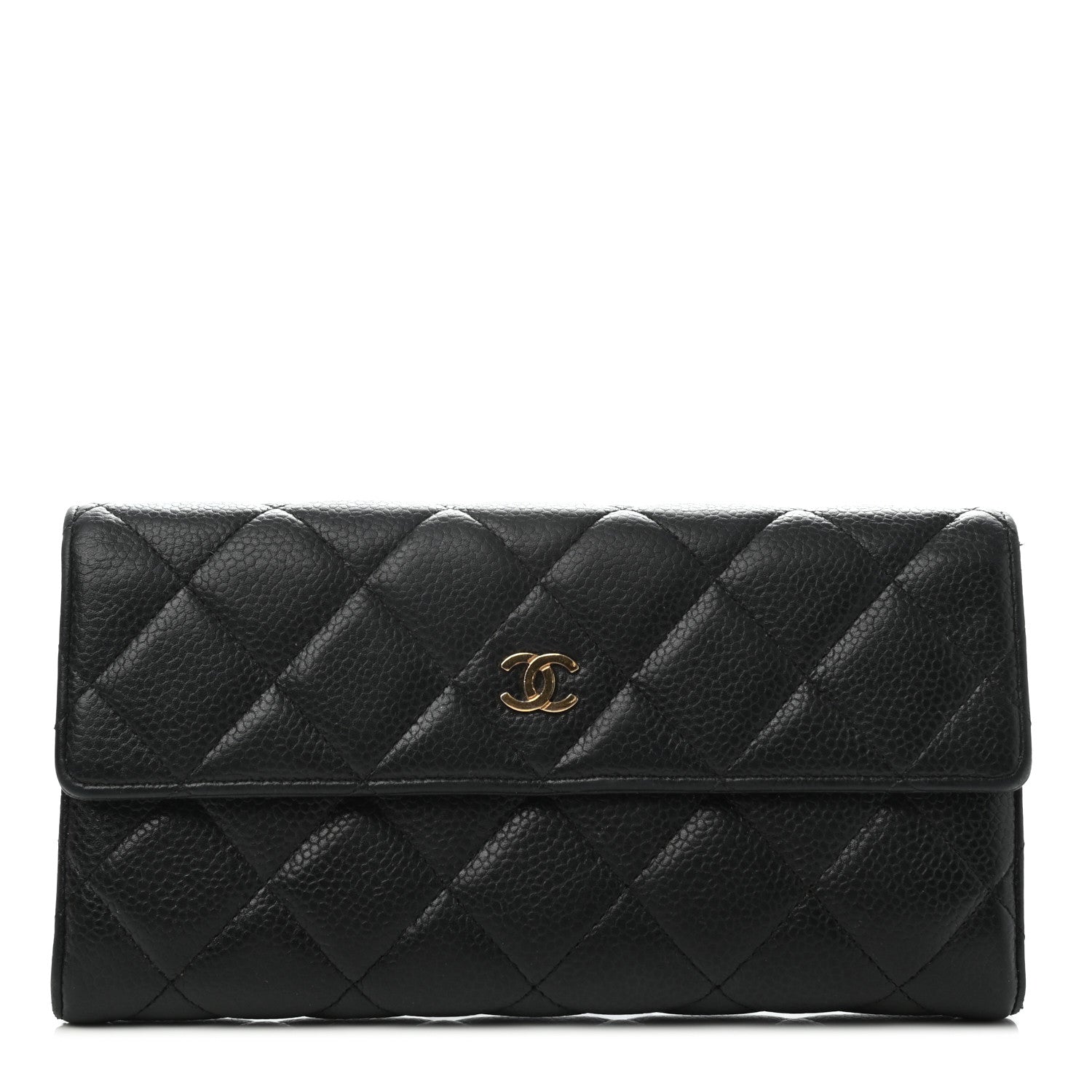 Chanel Caviar Quilted Large Gusset Flap Wallet Black 1 of 8