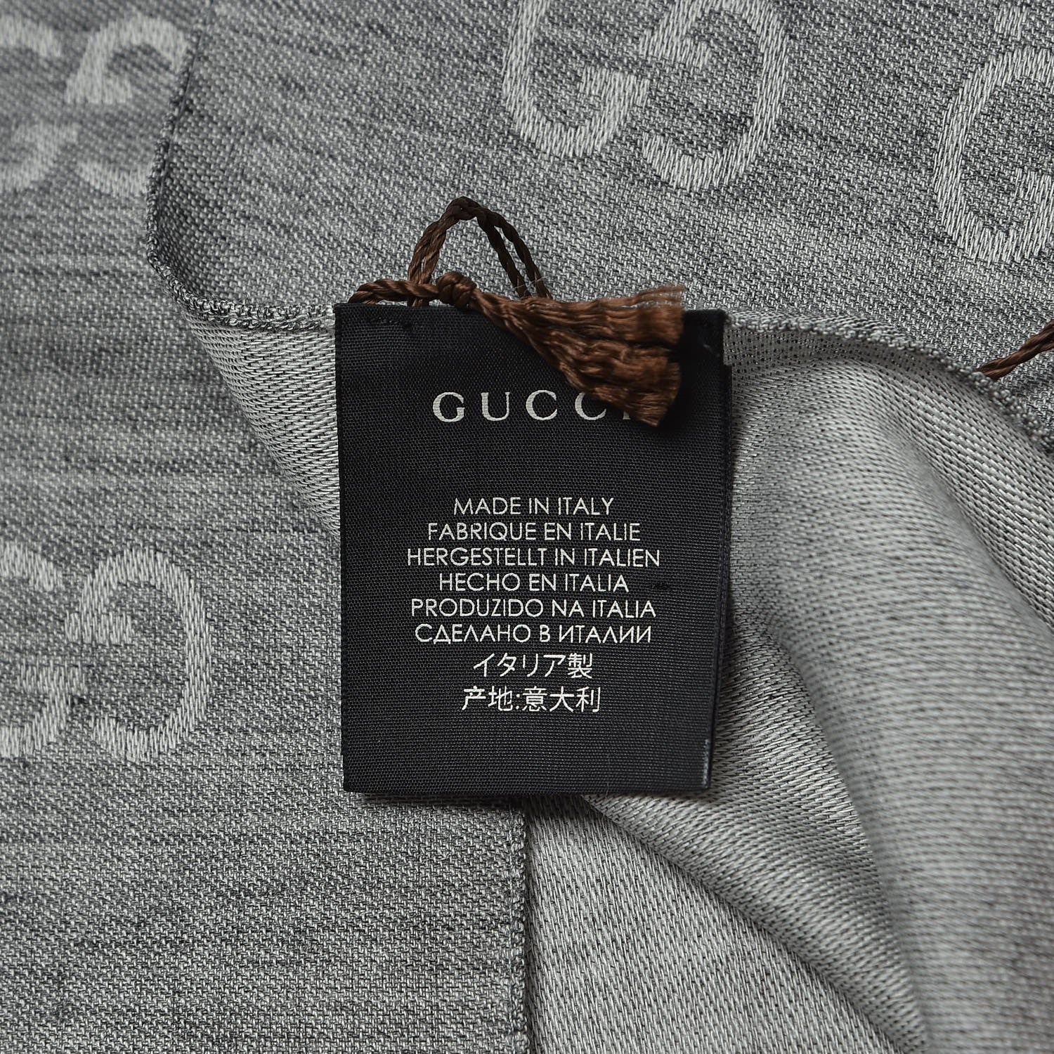 Gucci Wool Silk GG Monogram GGNat Scarf Lead 5 of 5