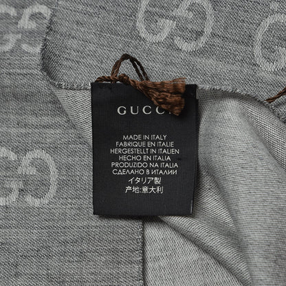 Gucci Wool Silk GG Monogram GGNat Scarf Lead 5 of 5