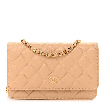 Chanel Caviar Quilted Wallet on Chain WOC Beige Clair 1 of 10
