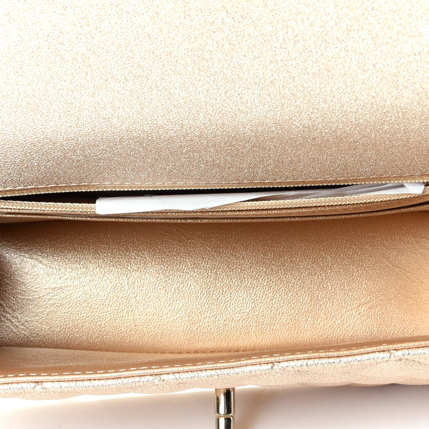 Metallic Lambskin Quilted Mini Rectangular Flap Gold