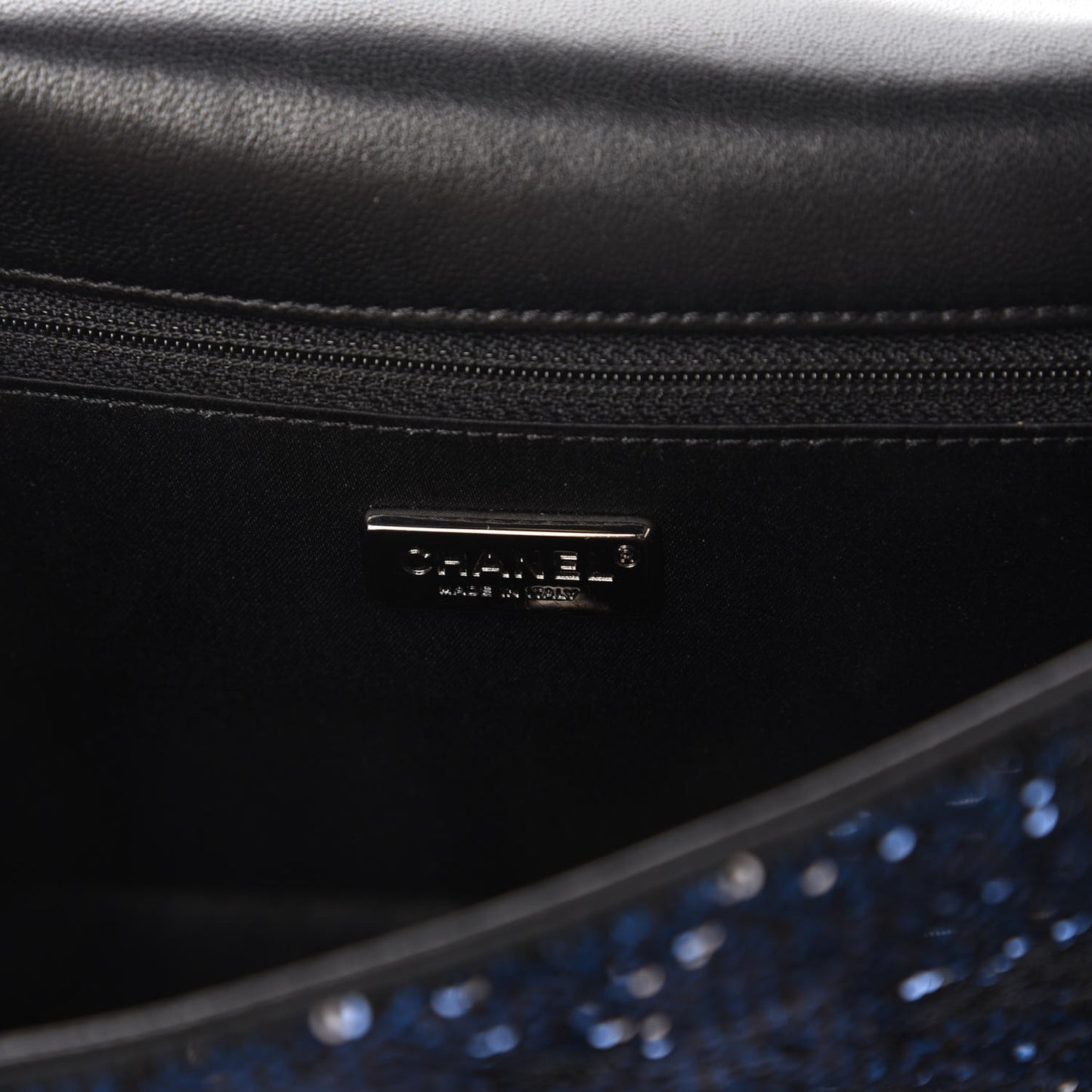 Sequin Small Single Flap Blue Black