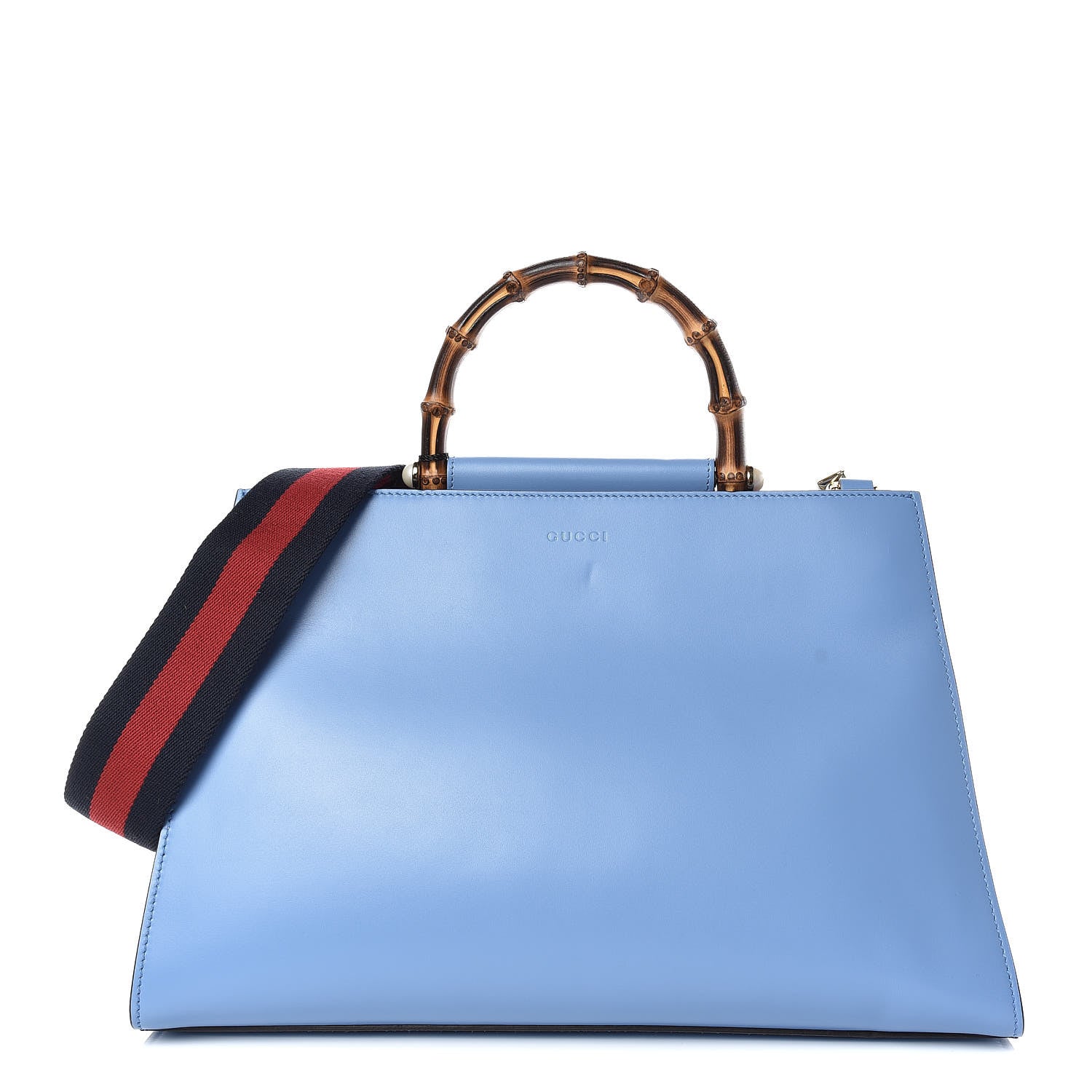 Gucci Nappa Bamboo Web Medium Nymphaea Top Handle Bag Azure Mystic White 1 of 15