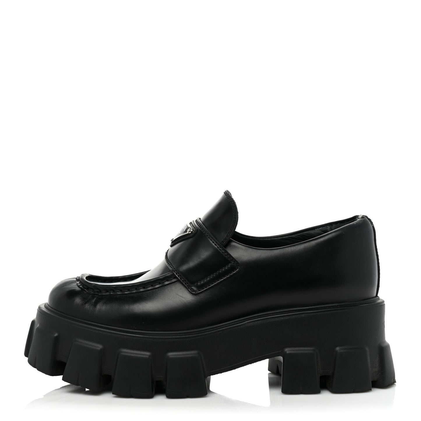 Spazzolato Rois Metal Triangle Logo Monolith 55mm Loafers 37.5 Black