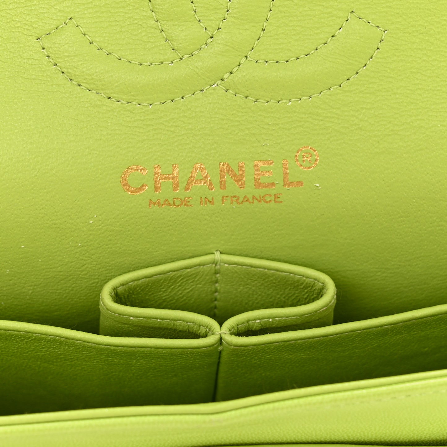 Lambskin Quilted Small Double Flap Green