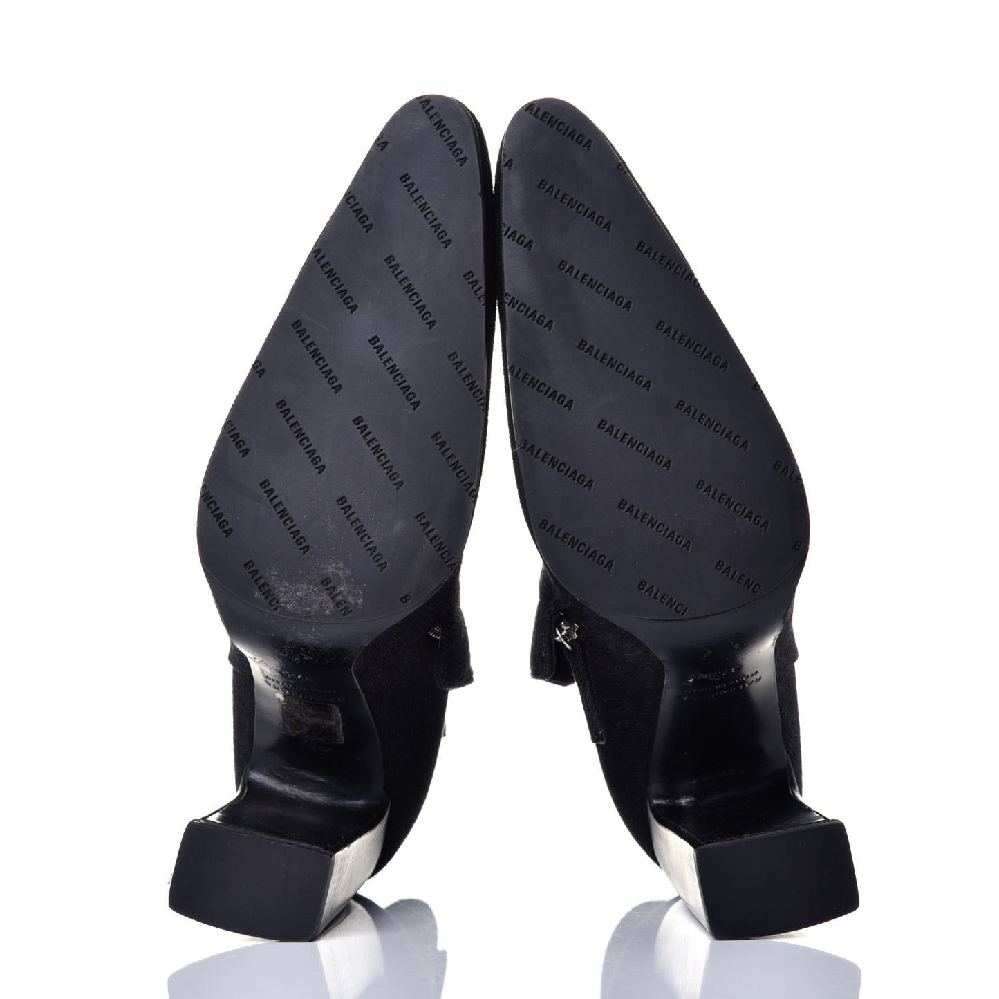 Denim 110mm Round Toe Ankle Boots 37.5 Black