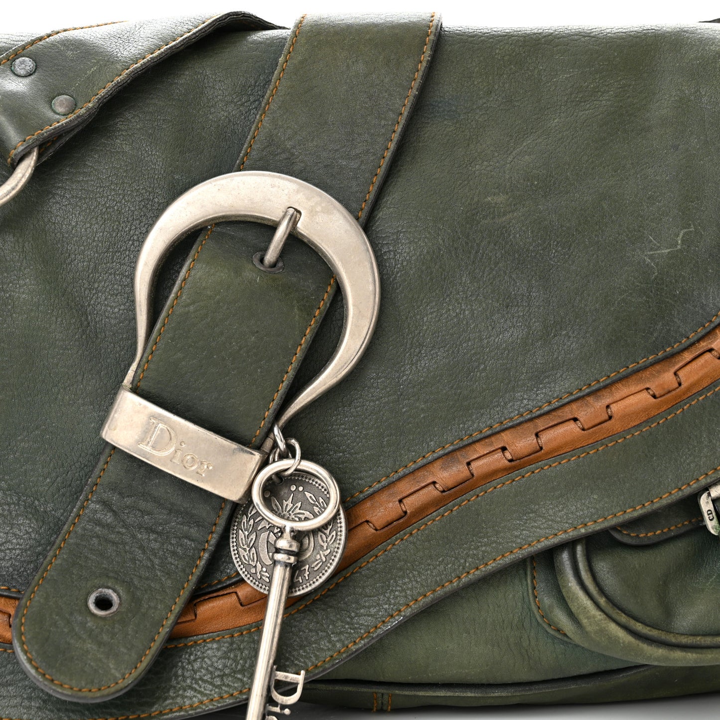 Calfskin Medium Gaucho Double Saddle Bag Green