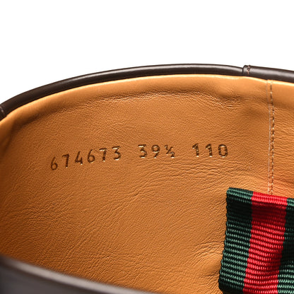 Gucci Monogram Jumbo GG Cordovan Lux Zelda Harness Riding Boots 39.5 Camel Ebony New Acero 9 of 10