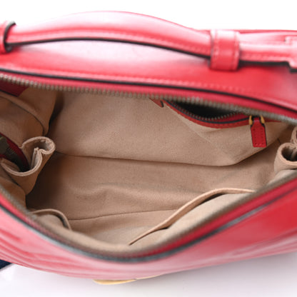 Gucci Calfskin Matelasse Sylvie Web Small GG Marmont Top Handle Shoulder Bag Hibiscus Red 4 of 4
