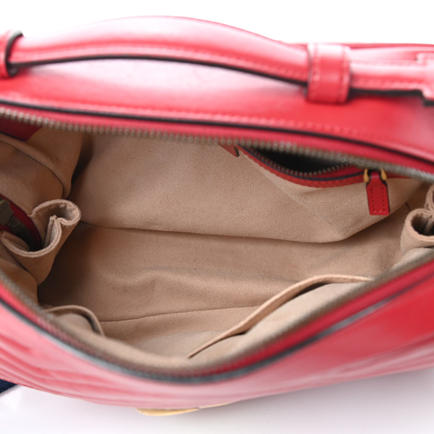 Gucci Calfskin Matelasse Sylvie Web Small GG Marmont Top Handle Shoulder Bag Hibiscus Red 5 of 11
