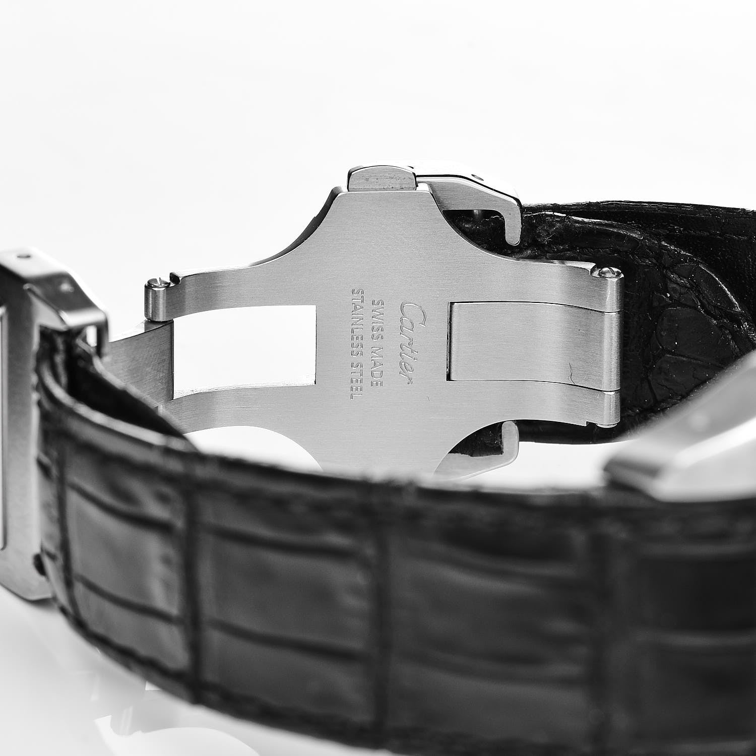 Cartier Stainless Steel Alligator 38mm Santos 100 Automatic Watch 6 of 9