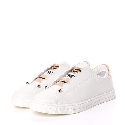 Fendi Vitello Lurex Rockoclick Slip On Sneakers 36.5 White Soap Rose Gold 3 of 10