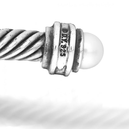 David Yurman Sterling Silver Diamond Pearl 5mm Cable Classics Princess Bracelet 4 of 5