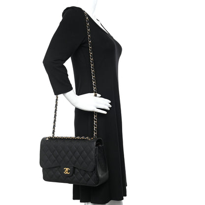 Chanel Caviar Quilted Jumbo Double Flap Black 2 of 10