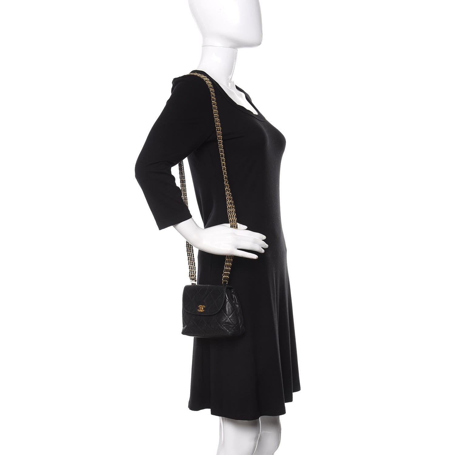 Chanel Lambskin Quilted 4 Chain Mini Flap Black 2 of 13