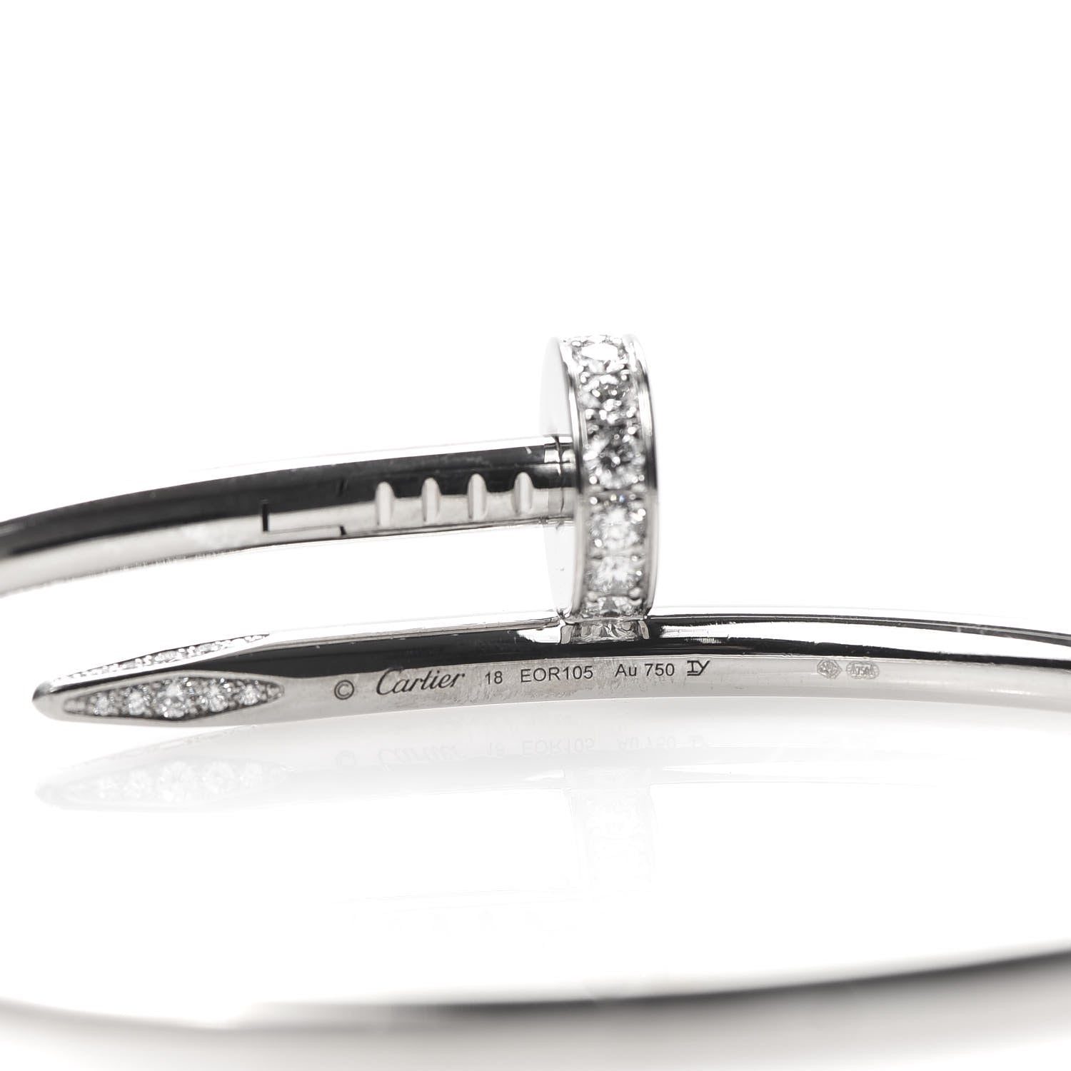 Cartier 18K White Gold Diamond Juste Un Clou Bracelet 18 4 of 6