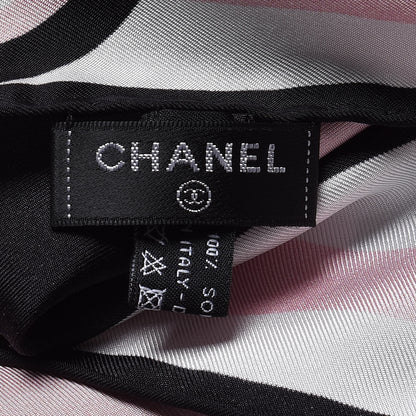 Chanel Silk CC La Pausa Square Scarf Black Pink 3 of 8
