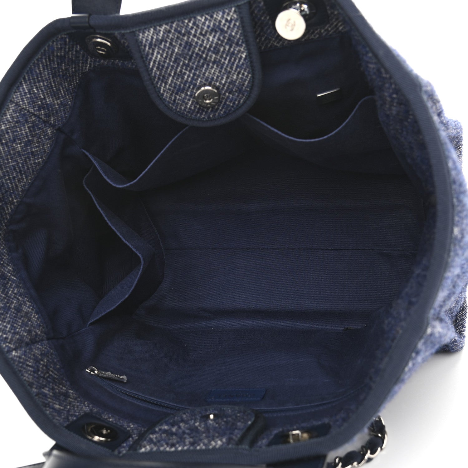 Chanel Mixed Fibers Calfskin Medium Deauville Tote Blue 5 of 10