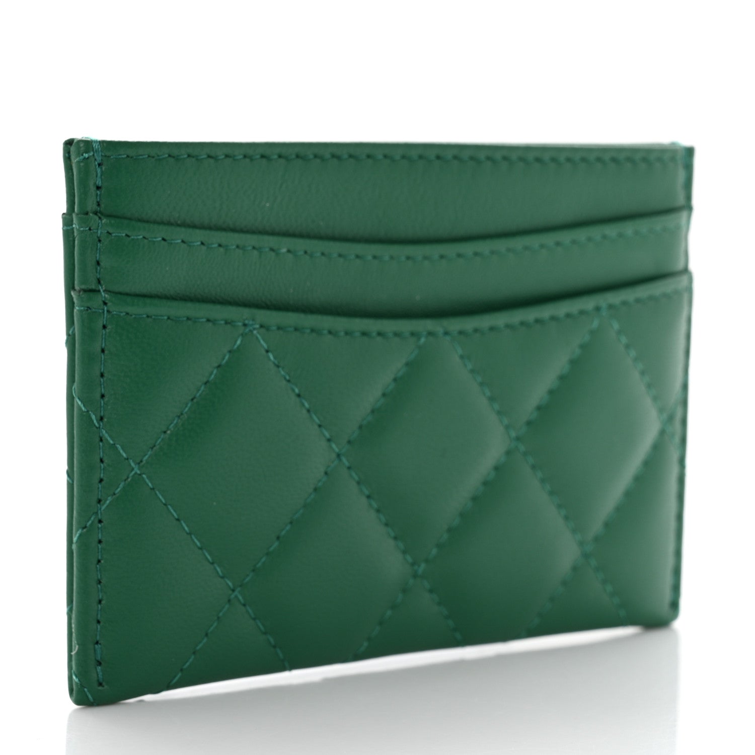 Chanel Lambskin Quilted Card Holder Green 3 of 9