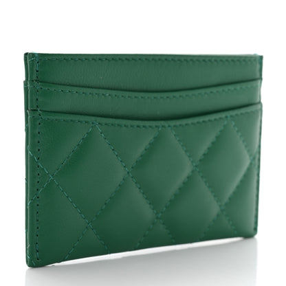 Chanel Lambskin Quilted Card Holder Green 3 of 9