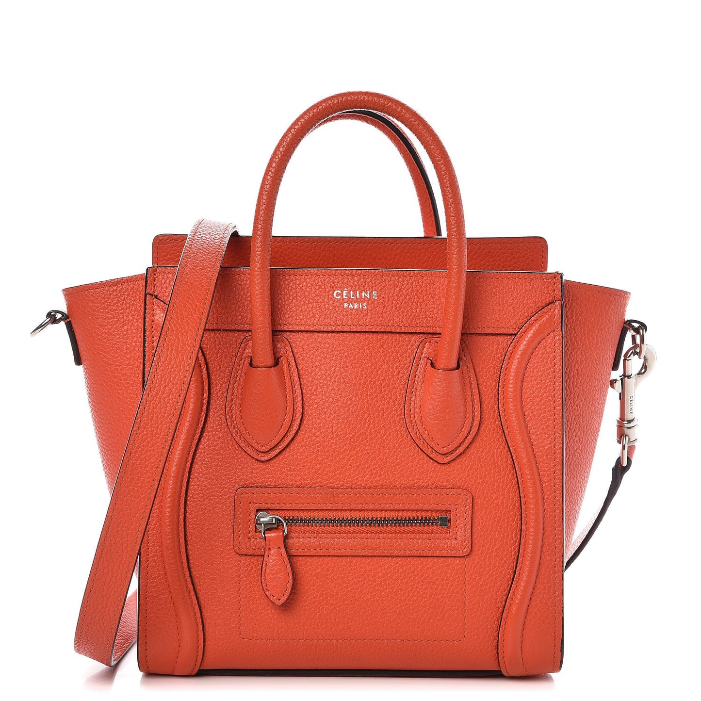 Drummed Calfskin Nano Luggage Vermillion
