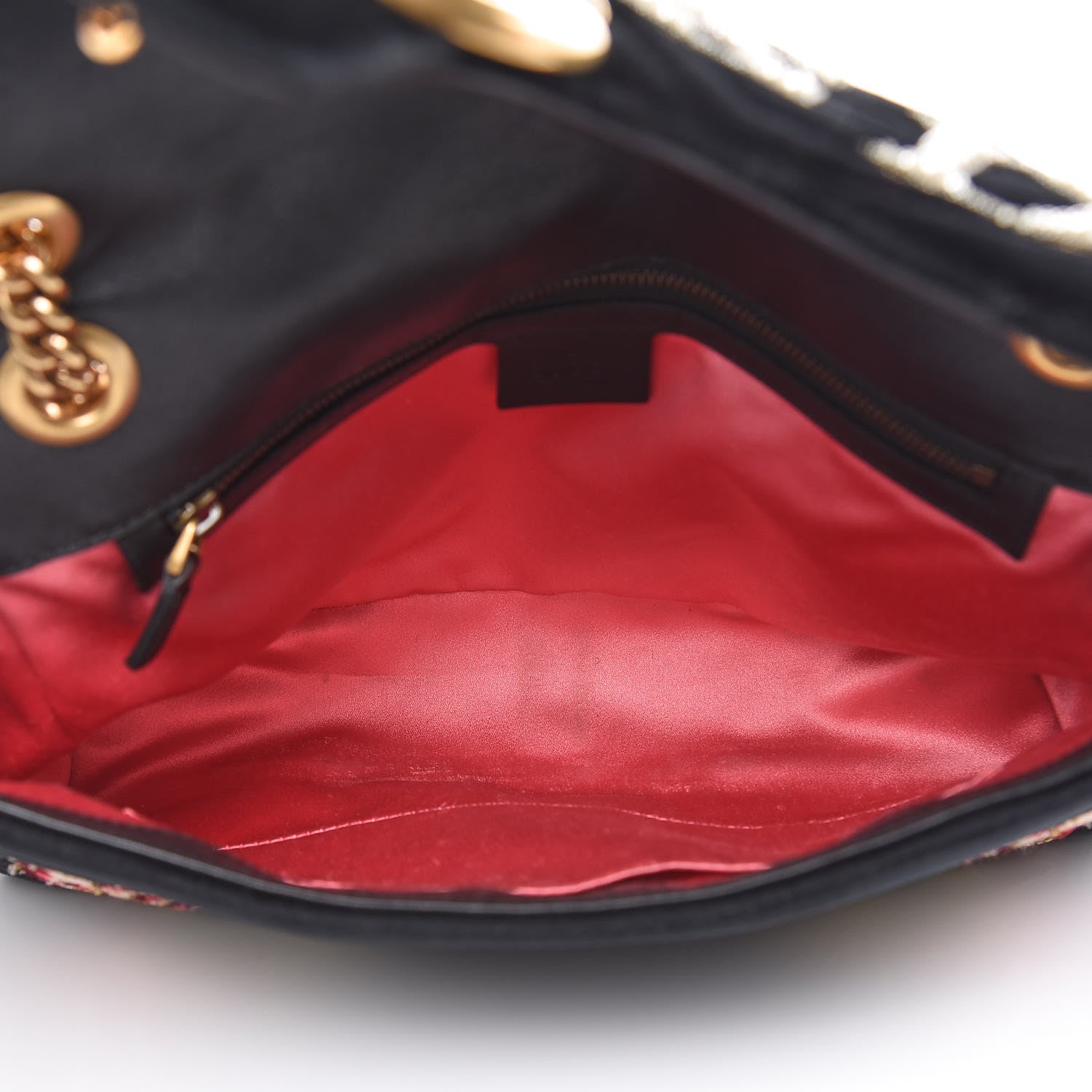 Gucci Velvet Matelasse Loved Embroidered Medium GG Marmont Shoulder Bag Black 7 of 15