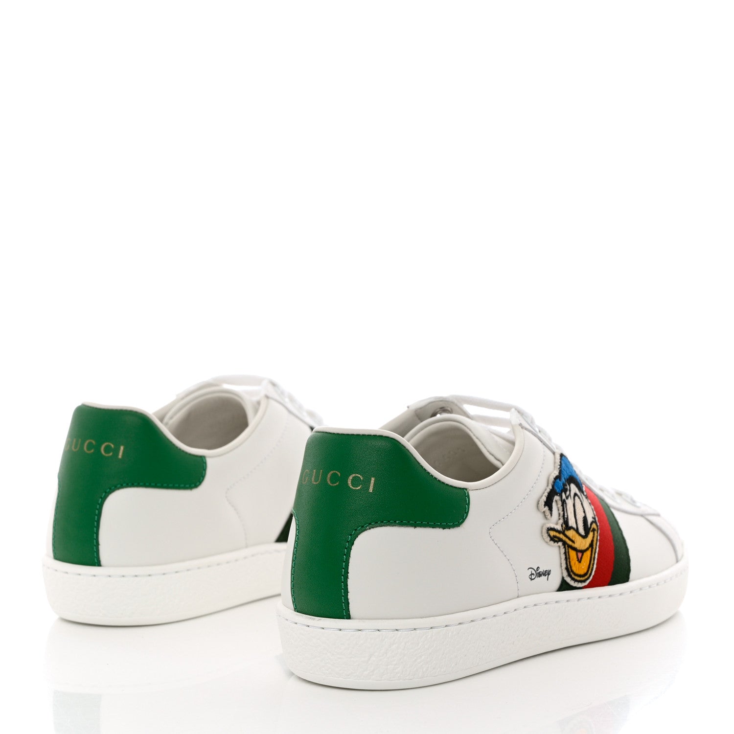 Gucci X DISNEY Calfskin Miro Soft Web Donald Duck Womens Ace Sneakers 36 White New Shamarock 4 of 9