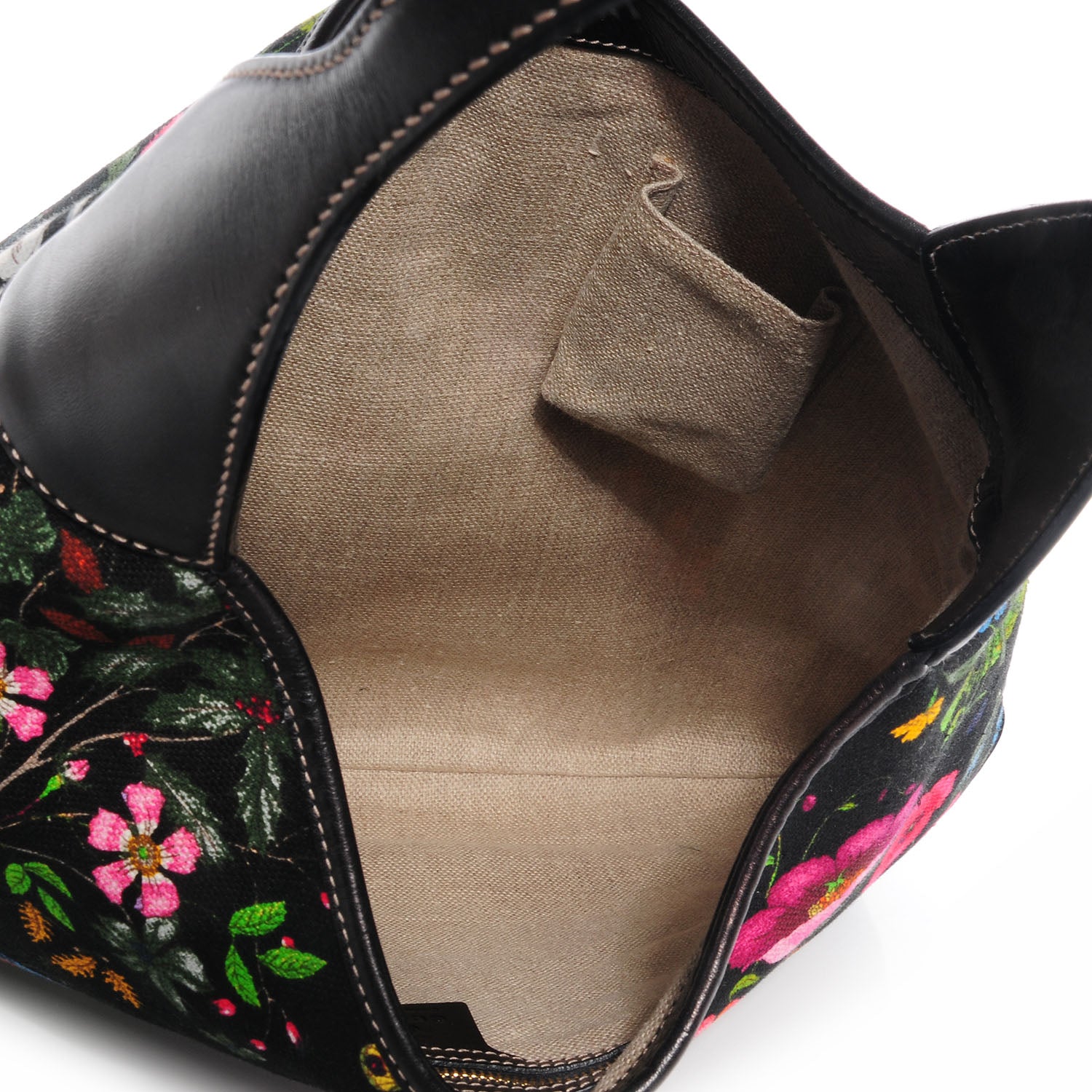 Gucci Canvas Floral Flora Jackie O Hobo Black 5 of 8