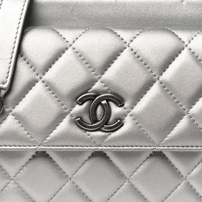 Chanel Metallic Lambskin Quilted Clutch With Chain Silver 10 of 13