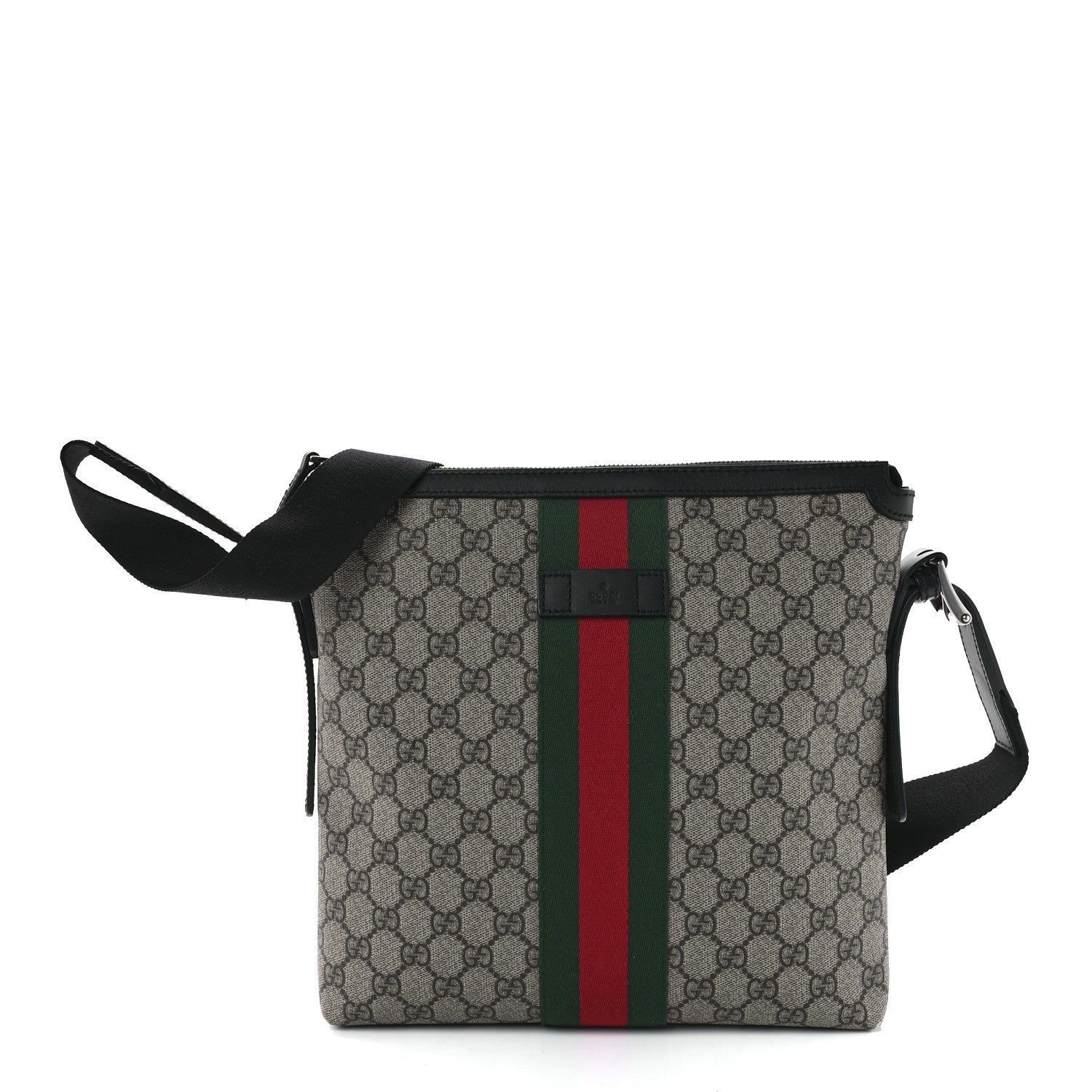Gucci GG Supreme Monogram Web Messenger Bag Black 1 of 13