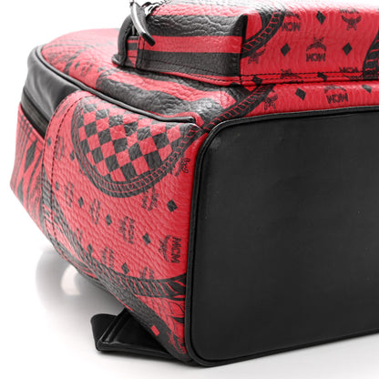 MCM Visetos Baroque Print Medium Stark Backpack Black Red 9 of 10