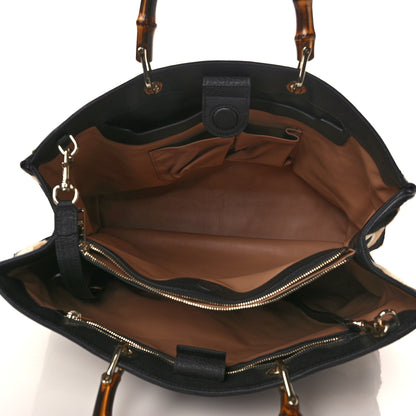 Gucci Calf Hair Zebra Print Large Bamboo Shopper Tote Black White 5 of 9